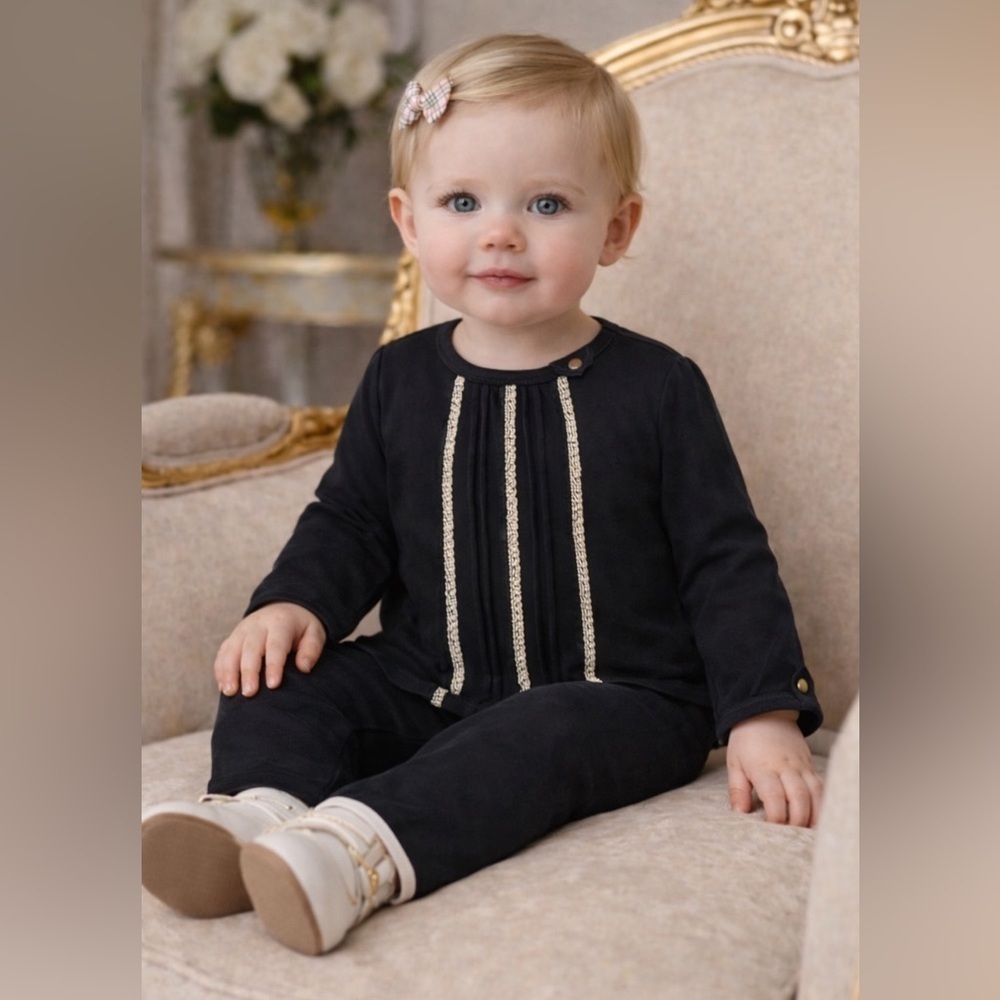 Burberry Baby Long Sleeve Pleated Top Shirt